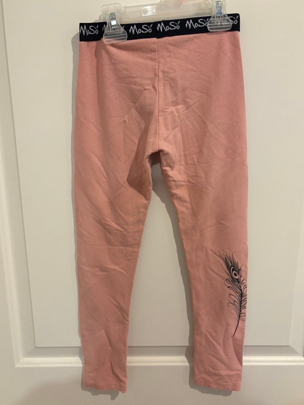 Little MoSo girl's leggings peacok feather pink 10